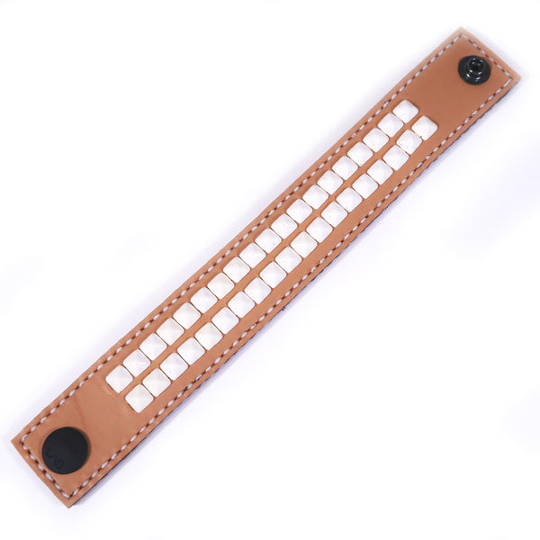 Studsed Wristband (Wide / Beige x White) / by TBR