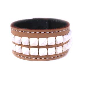 Studsed Wristband (Wide / Beige x White) / by TBR